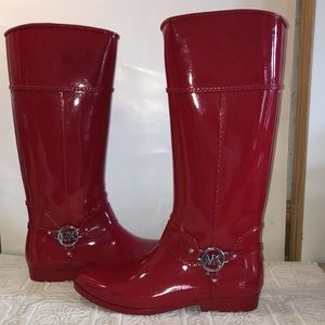 MICHAEL KORS RED RAINBOOTS TALL